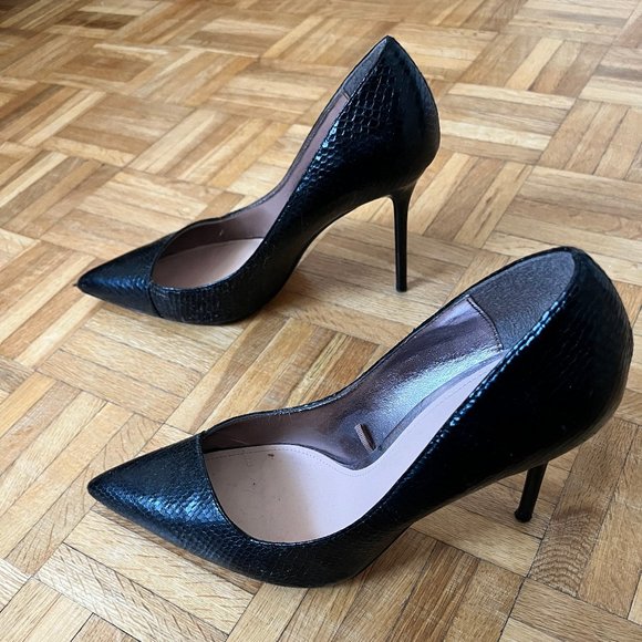 Zara Black Leather Pumps Size 41 (US 10) - Picture 3 of 3